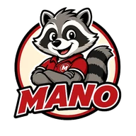 MANO raccoon mascot logo